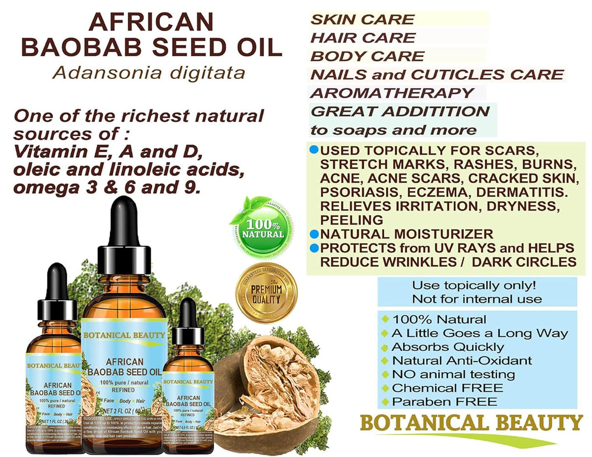 Aceite de Semilla de Baobab Africano 100% Puro Natural Refinado