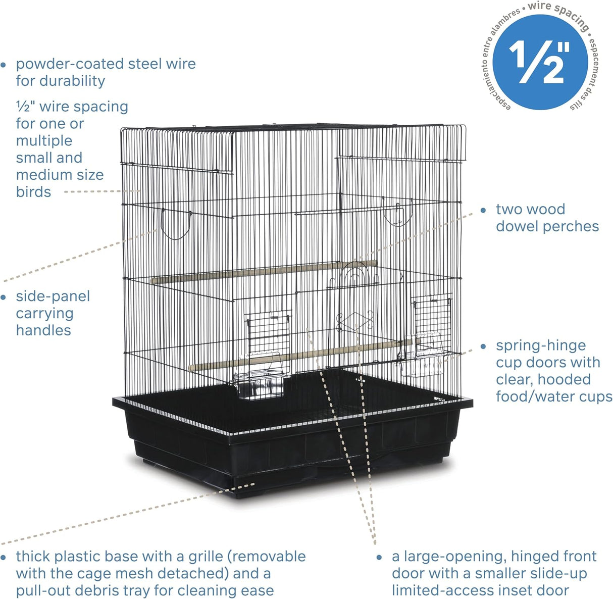 Jaula cuadrada para aves color negro Prevue Pet Products