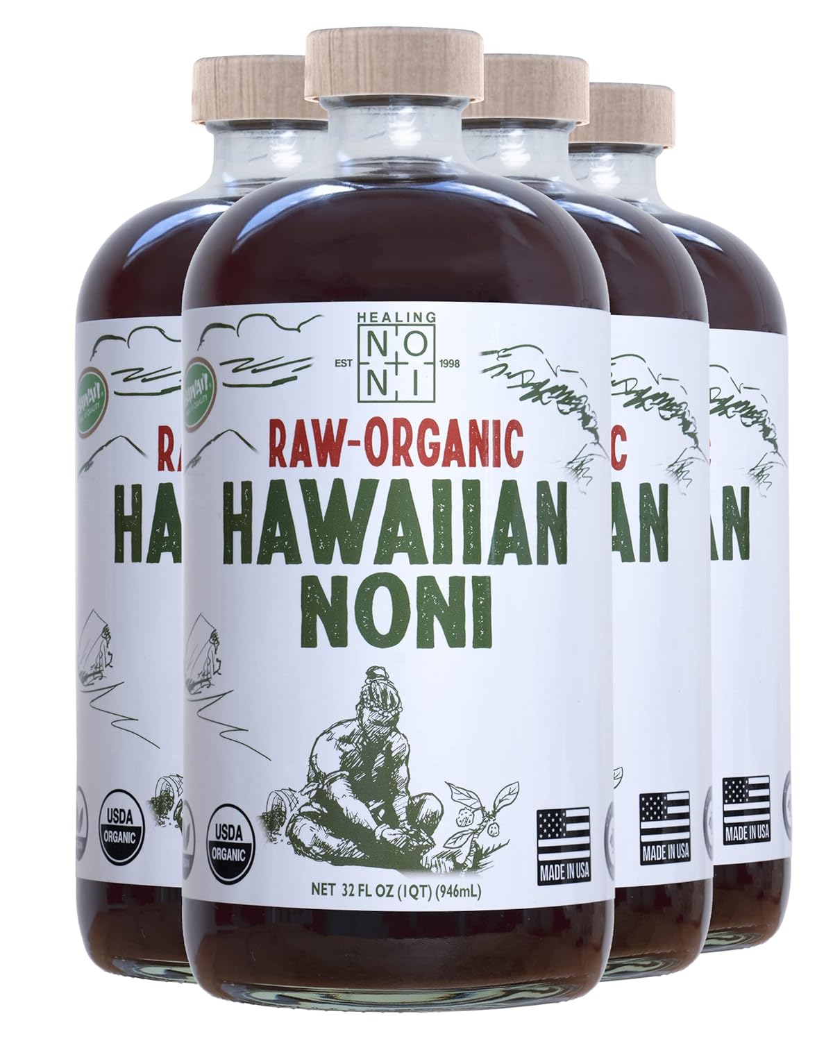 Suplemento Jugo de noni orgánico crudo  4 unidades 32 onzas