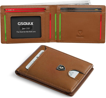 Billetera Slim GSOIAX con RFID, Cuero, Bifold, Clip Dinero