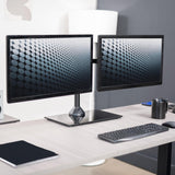 Soporte Doble para Monitores VIVO, Base de Vidrio, STAND-V002FG