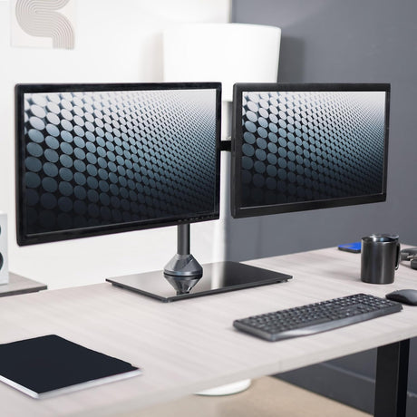 Soporte Doble para Monitores VIVO, Base de Vidrio, STAND-V002FG