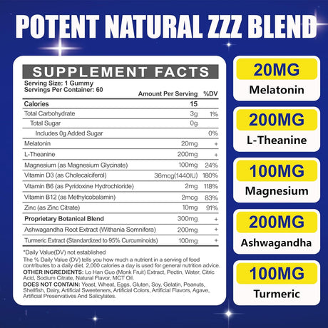 Gomitas de Melatonina 20mg Sin Azúcar - Extra Fuerte