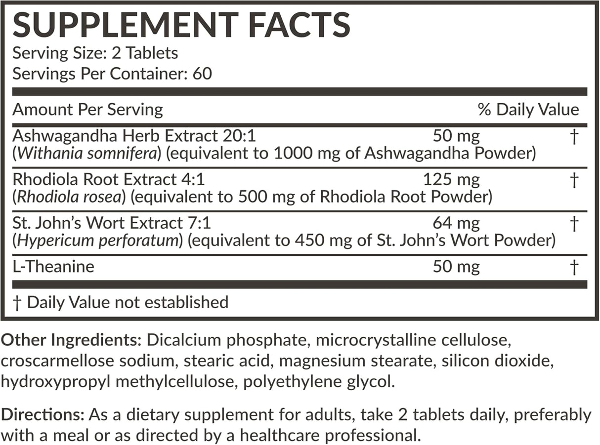 Suplementos hierba de San Juan y L-teanina de 2000 mg