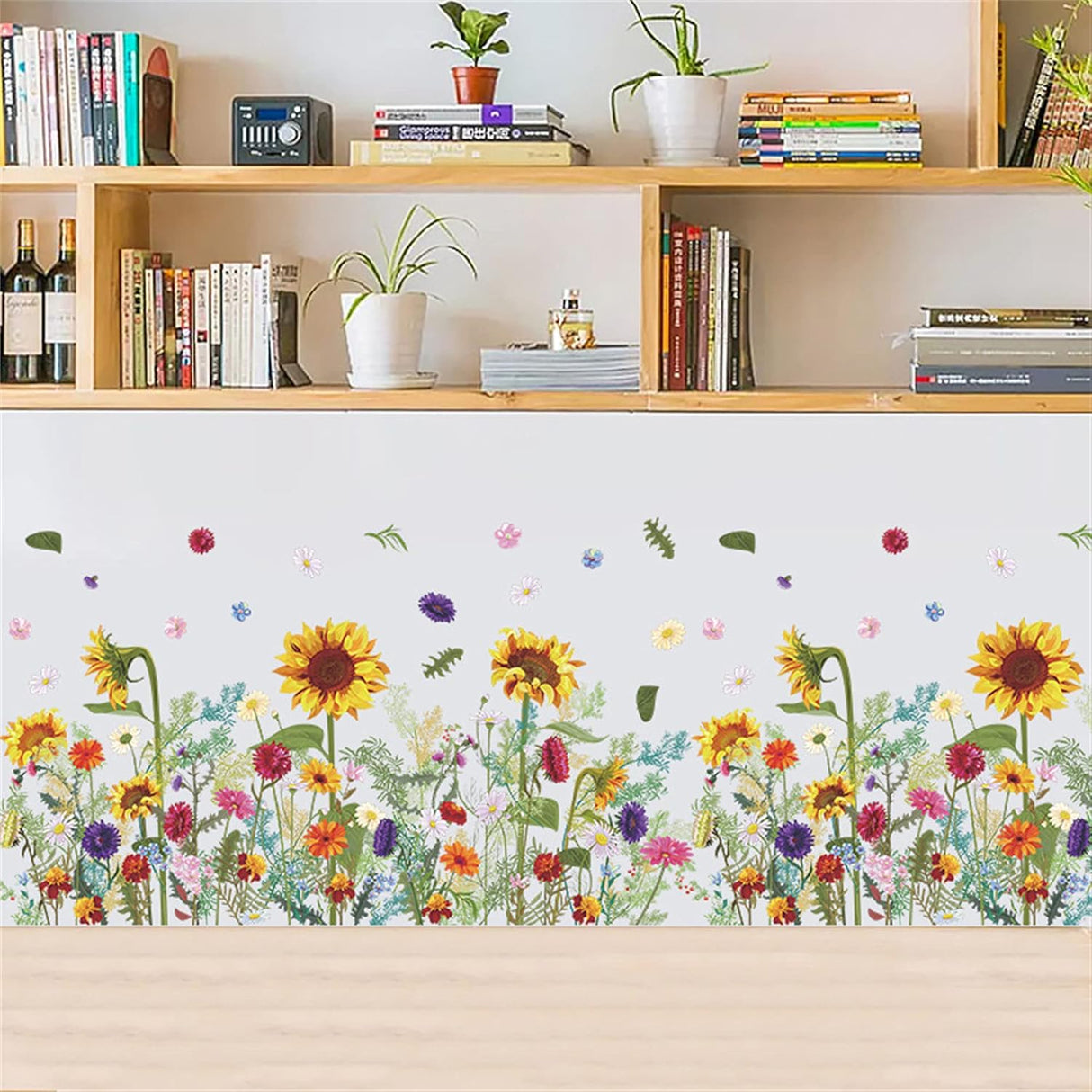 Pegatinas de pared de PVC con flores, margaritas, girasol