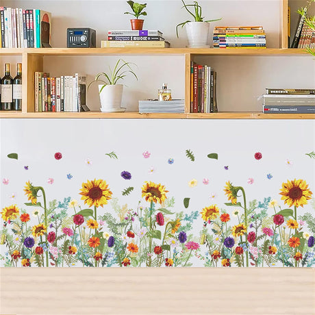 Pegatinas de pared de PVC con flores, margaritas, girasol