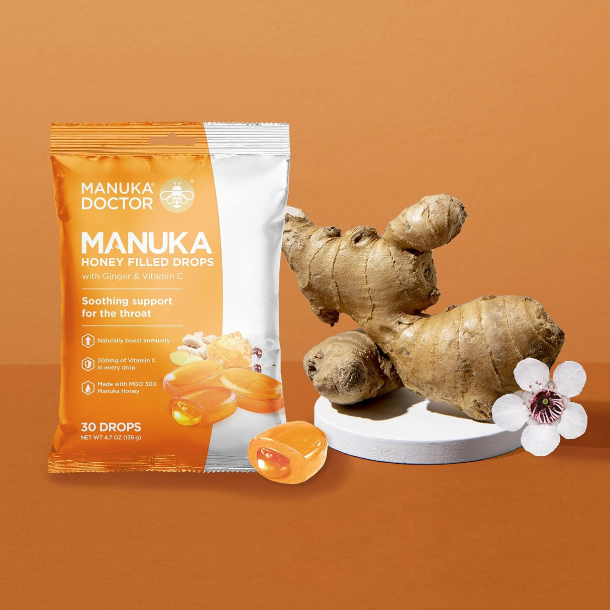Pastillas para la Tos con Miel, Vitamina C y Jengibre, Manuka