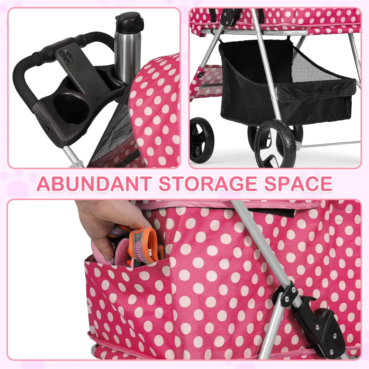 Carrito para mascotas MoNiBloom 3 en 1 con transportín desmontable