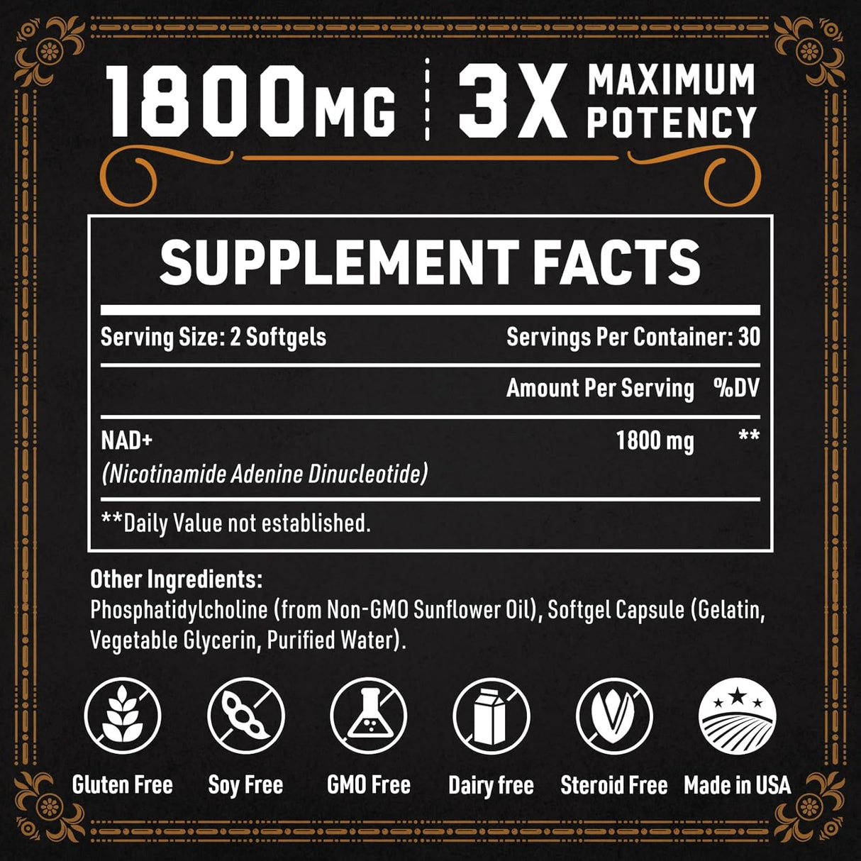 Suplemento Liposomal NAD 1800 MG, Energía y Reparación, 60 Cápsulas