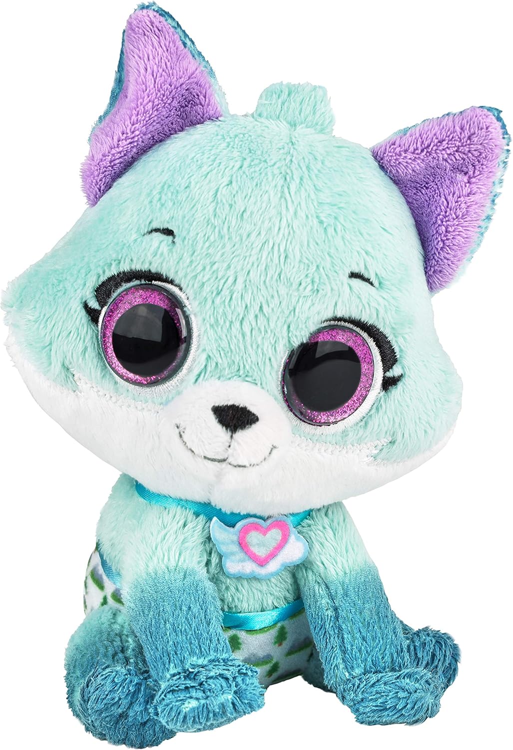 Peluche de animal de gato azul con ojos brillantes