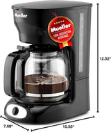 Cafetera Mueller 12 Tazas: Auto-Off, Filtro Reutilizable, Modelo: MCM-12