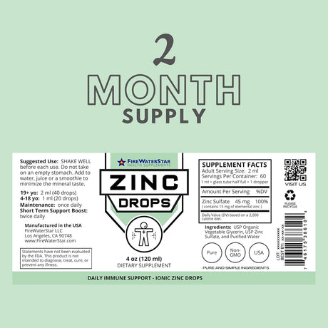 Suplementos Zinc líquido, gotas líquidas fáciles  4 onzas