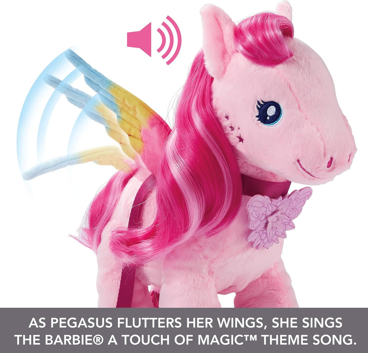 Peluche Pegasus Barbie, 11 con sonido y accesorios de pelo