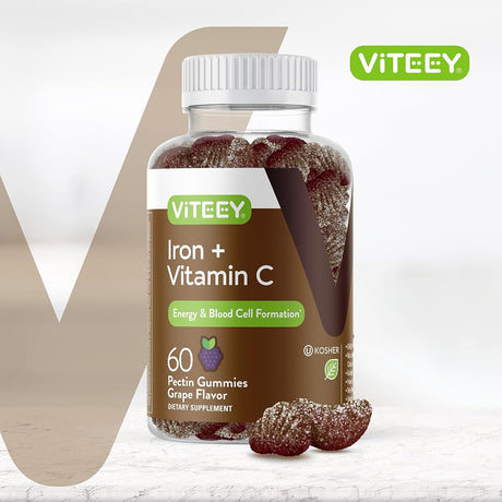 Suplemento Gomitas de hierro de 20 mg + vitamina C de 26 mg