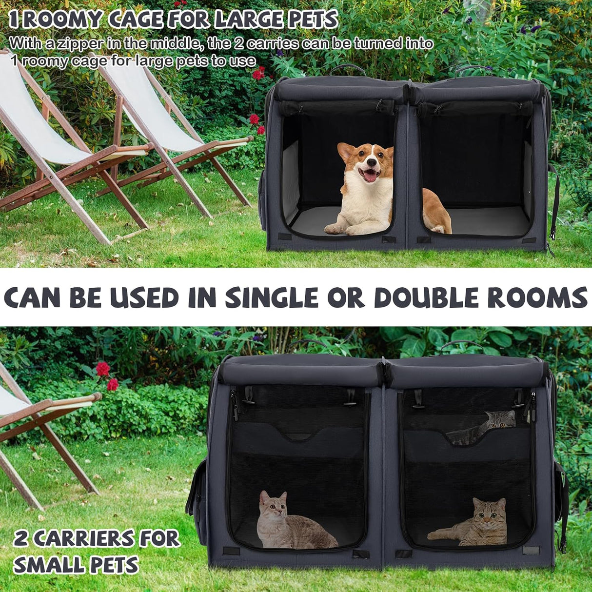 Transportín para gatos PETSITE, 40, con dos compartimentos