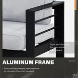Solaste Juego de muebles de aluminio para exteriores, 4 piezas, sofá seccional de conversación con mesa, marco negro y cojín gris