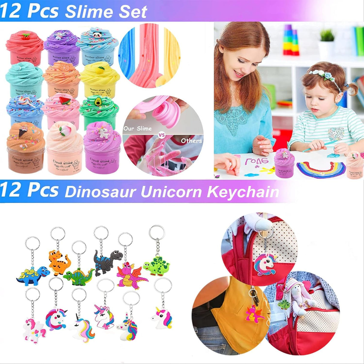 Favors para Fiesta con Slime, Unicornios, Dinosaurios y Más