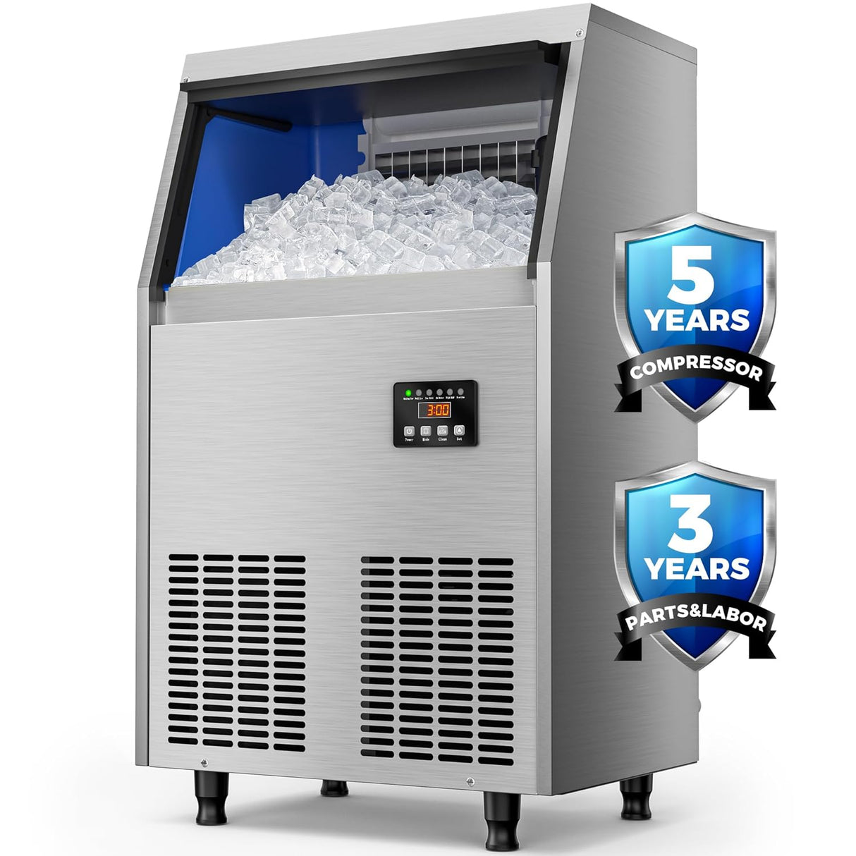 Máquina de Hielo Comercial, Acero Inoxidable, 100LBS/24H