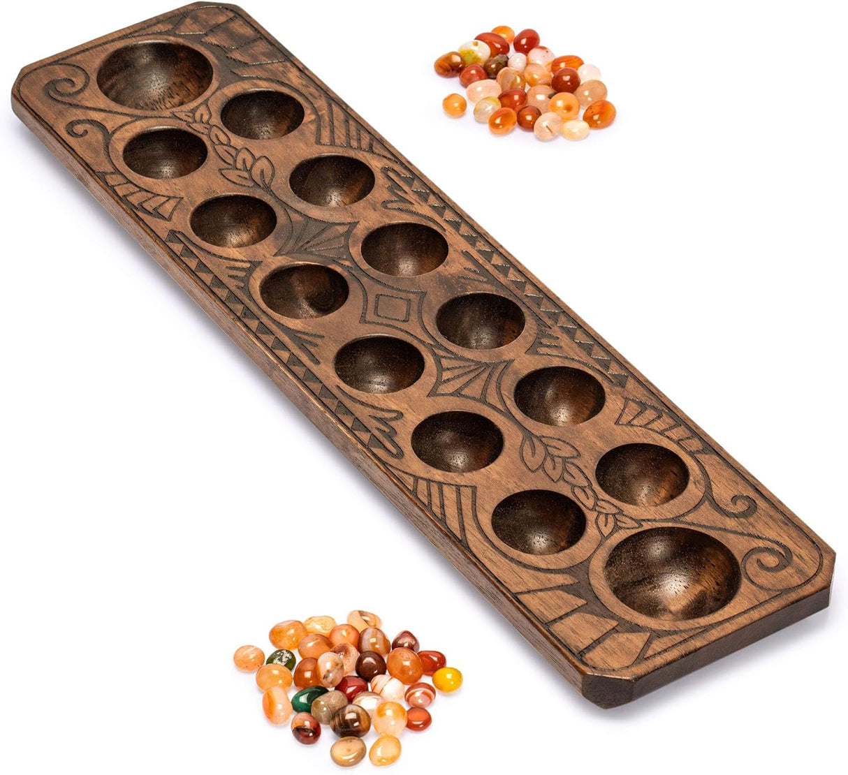 Juego de Mancala Yellow Mountain Imports con tablero de madera 17.3