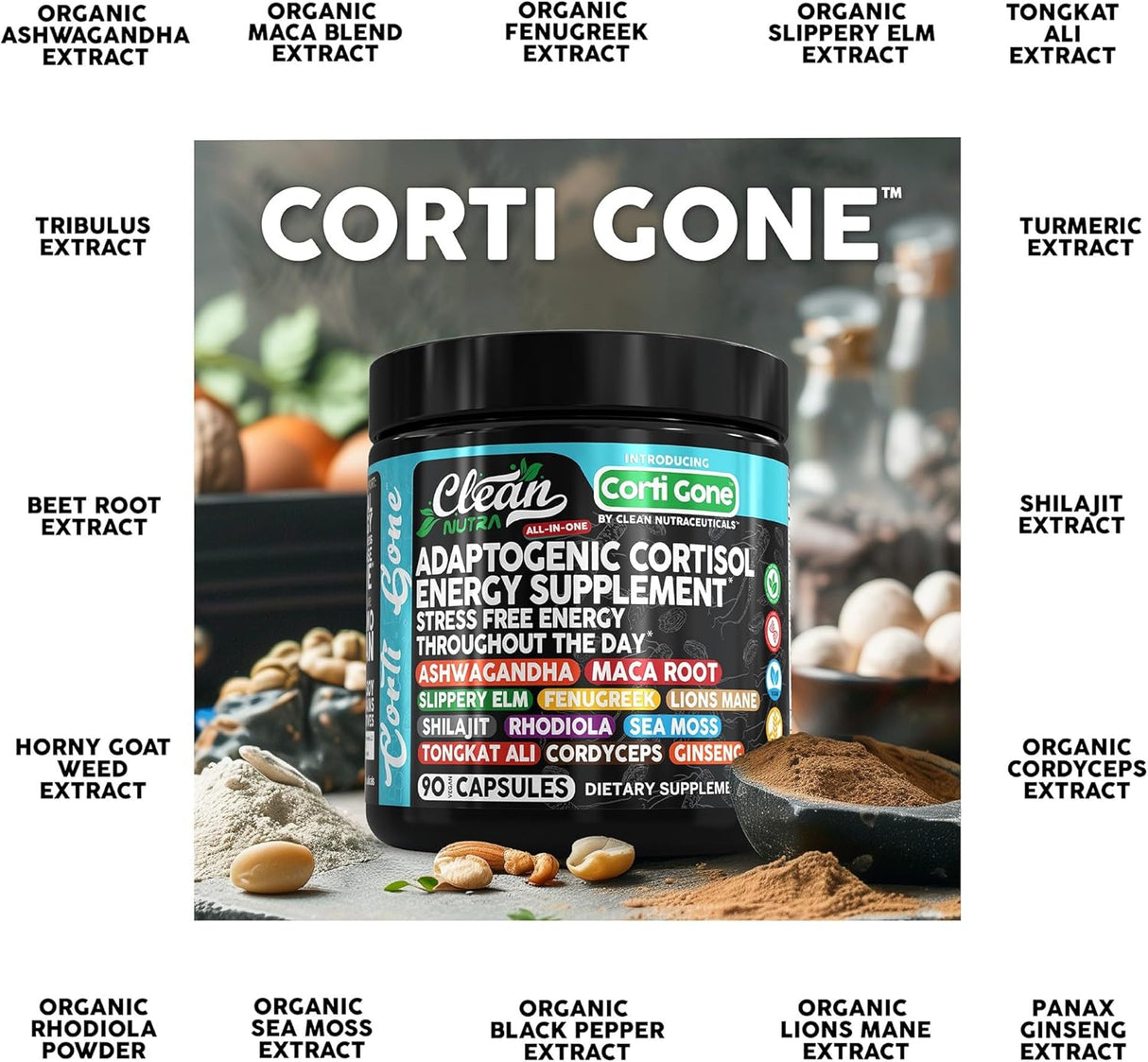 Corti Gone Suplemento para Cortisol Mujer | Maca, Ashwagandha