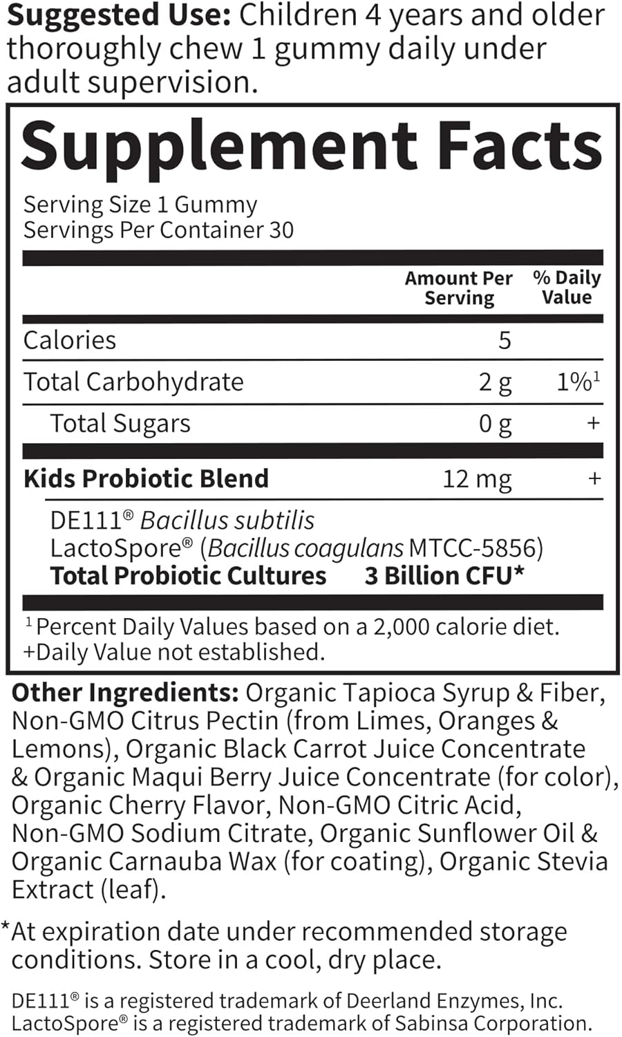 Suplementos con sabor a cereza probióticas para niños