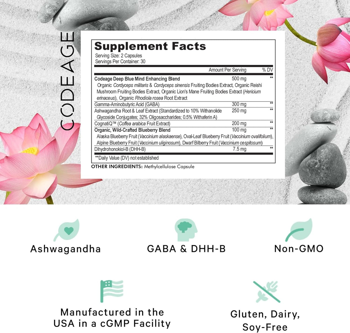 Suplemento Vitaminas  GABA  DHH-B CognatiQ Ashwagandha 60 u