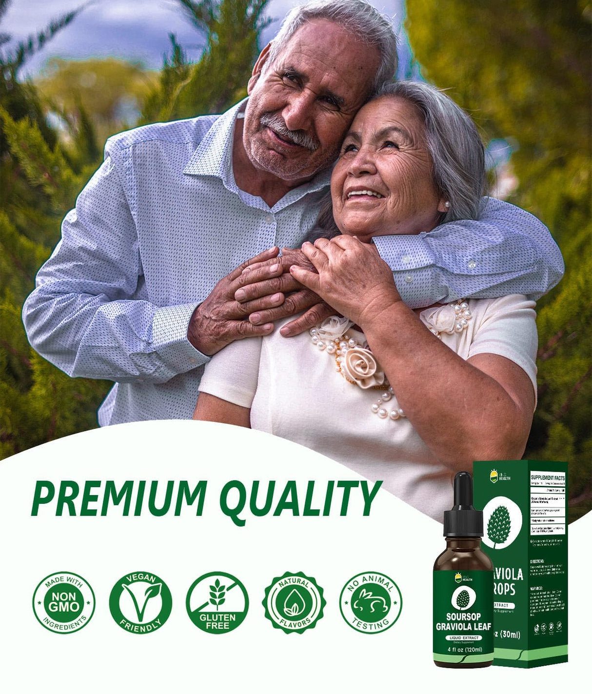 Extracto de Hoja de Soursop Graviola, Vegano, 4 Fl Oz