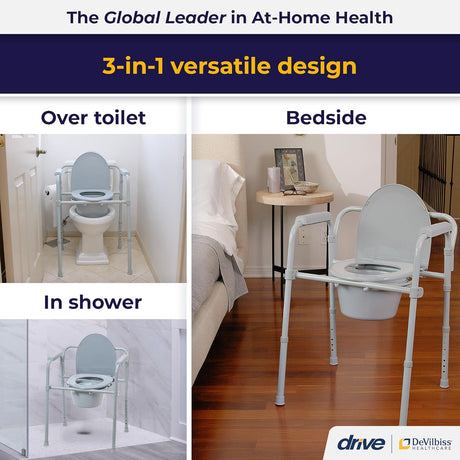 Silla de baño plegable Drive Medical, soporte 350 lbs, 11148-1