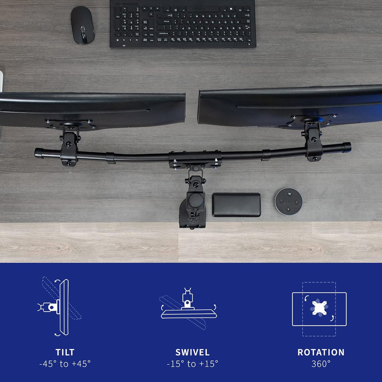 Soporte Doble VESA VIVO, Montaje Horizontal para 2 Monitores, MOUNT-VW02A