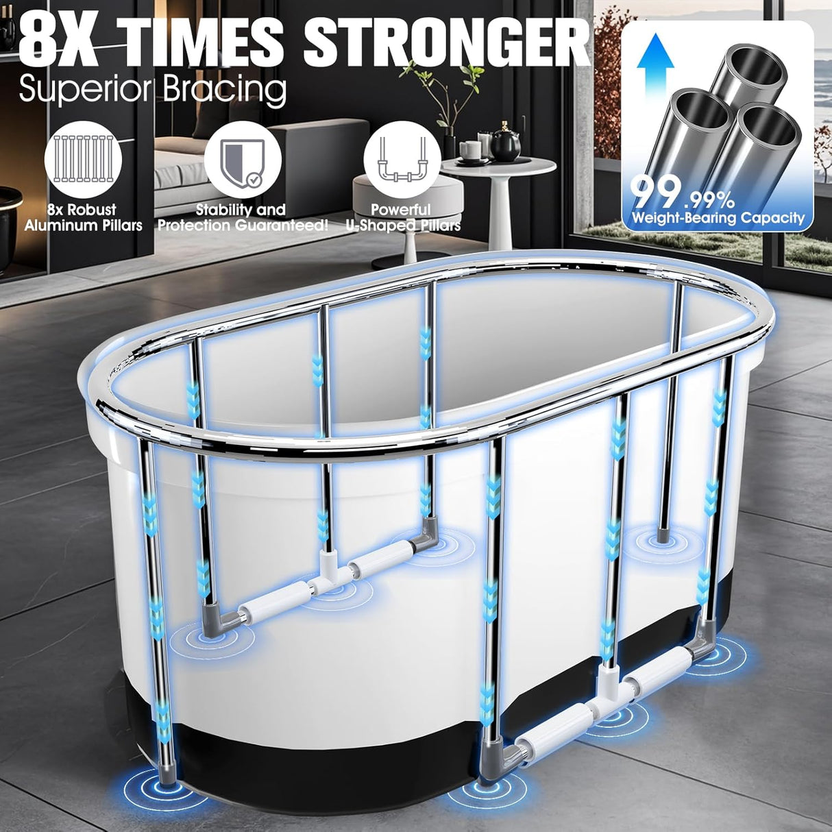 Bañera de Hielo XL 130 Gal, portátil, ovalada, modelo 2025
