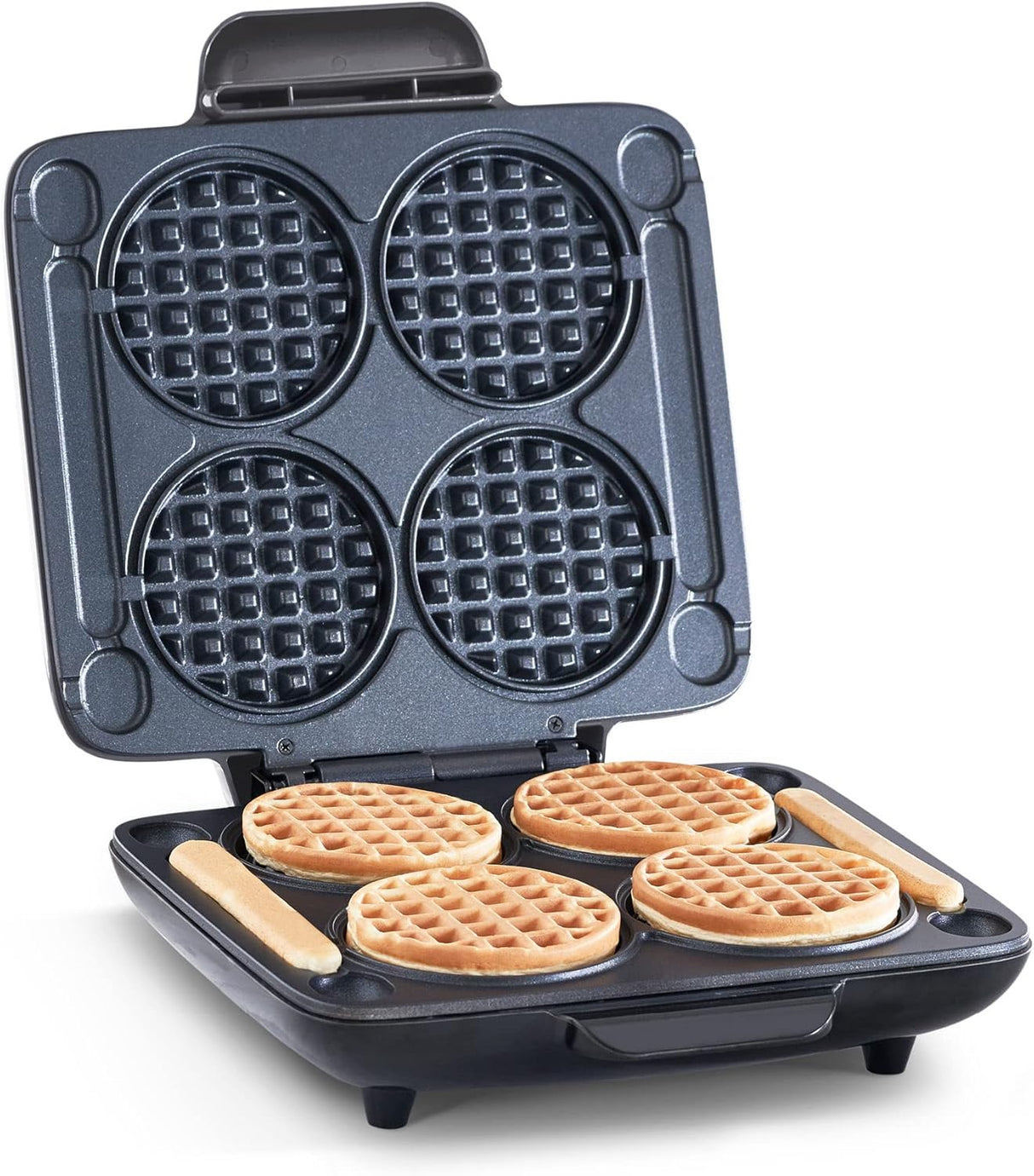 Mini Waffle Maker DASH - 4 Moldes, Super Rápido y Antiadherente