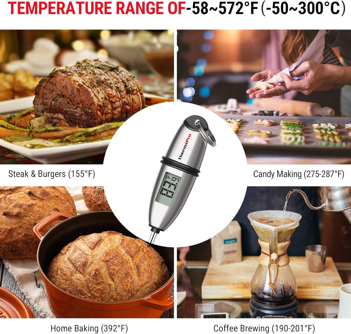 Termómetro Digital ThermoPro TP-02S para Cocina y Asados