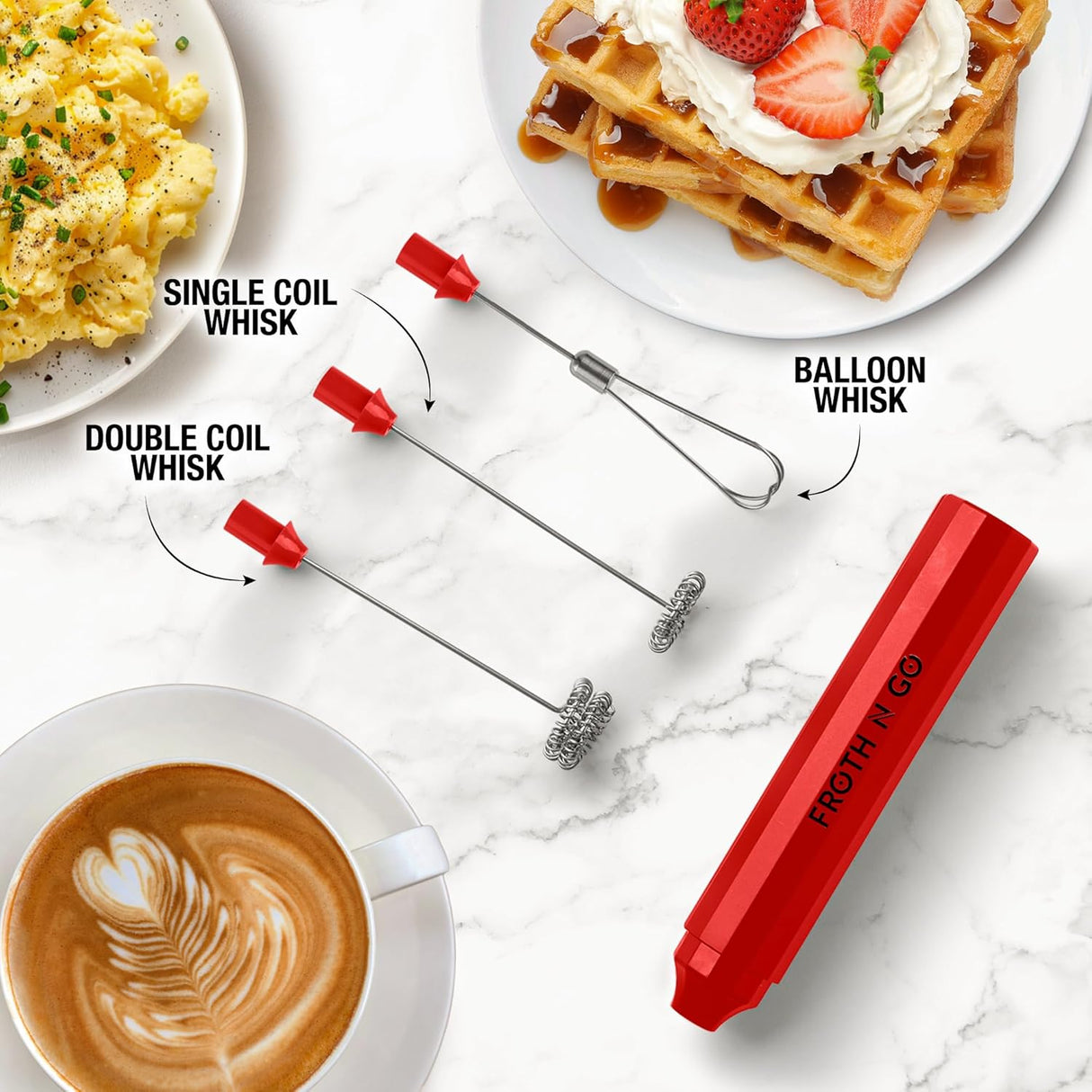 Espumador de leche recargable con estuche, modelo Froth N Go