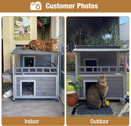 Casa de Gato Exterior GUTINNEEN, Dos Pisos, Resistente al Agua