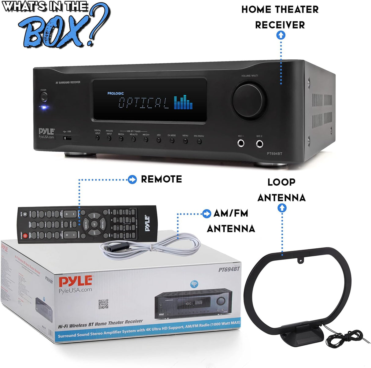 Amplificador estéreo Bluetooth PYLE-HOME PT694BT.5