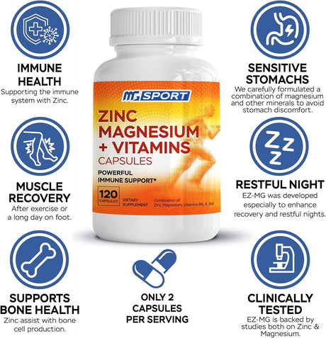 Suplemento Magnesio, zinc y vitaminas B6, B9, ácido fólico
