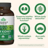 Suplemento ORGANIC INDIA herbario de riñón hepático 180 cáp