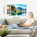 Vinilos de Ventana 3D Lago Montañés, Decoración Natural