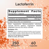 Suplemento Lactoferrina 250 mg, Modelo LACFE, 60 cápsulas