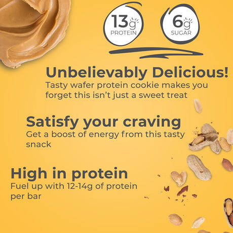 Power Crunch Bar, Snack Proteico con Sabor, Peanut Butter Crème, 12 Uds