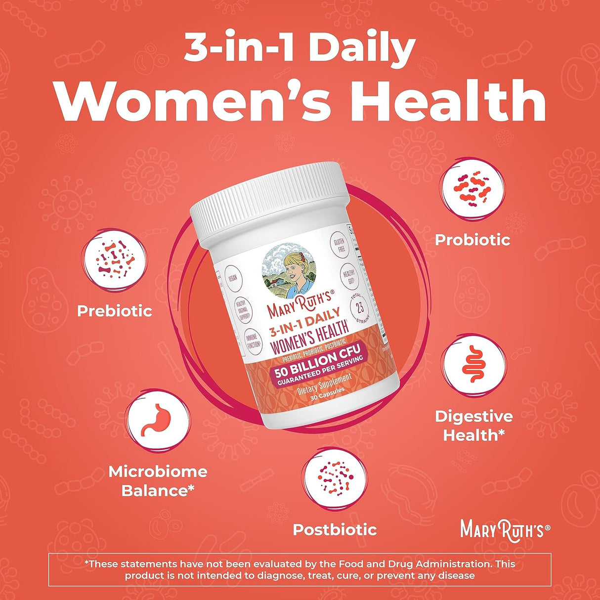 Probióticos de salud diaria 3 en 1 para mujeres MaryRuth's