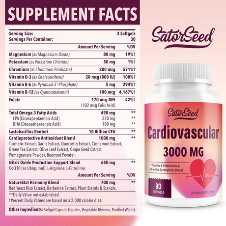Suplemento Cardiovascular 3000MG Omega-3 y CoQ10 90 Cápsulas