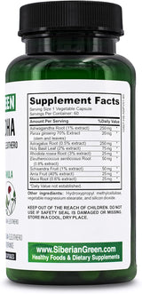 Suplemento Raíz de Ashwagandha orgánica con astrágalo 60 cáp