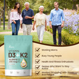 Suplemento de Vitamina D3 y K2, 10000 IU + 200 mcg, 300 Softgels