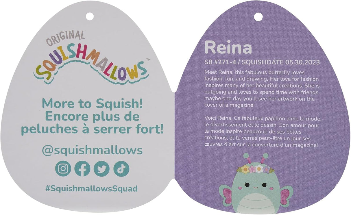 Peluche Squishmallows 8 Reina Mariposa con Corona de Flores