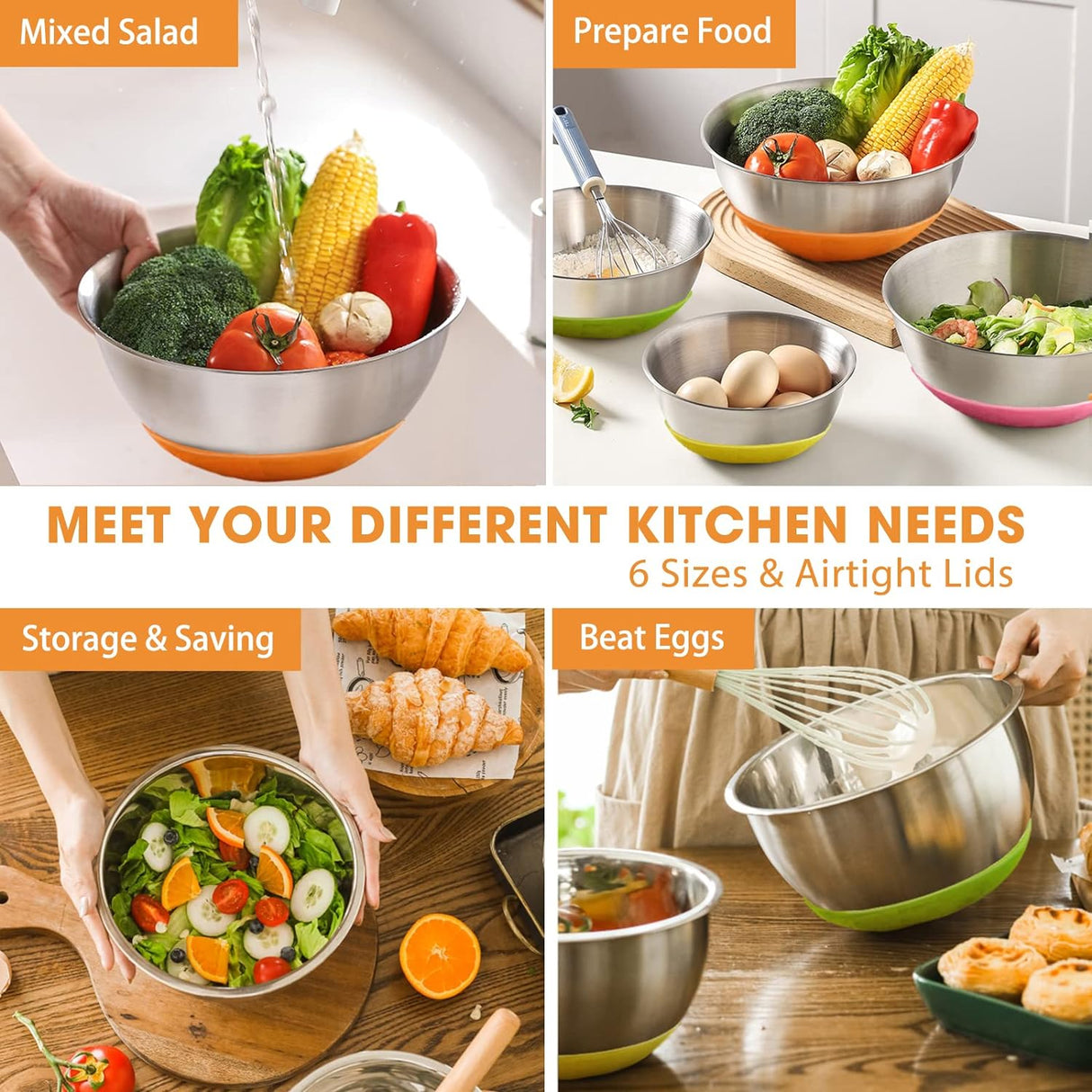 Tazones para mezclar con tapas NUTRICHEF PRTNCFPG9BOWL