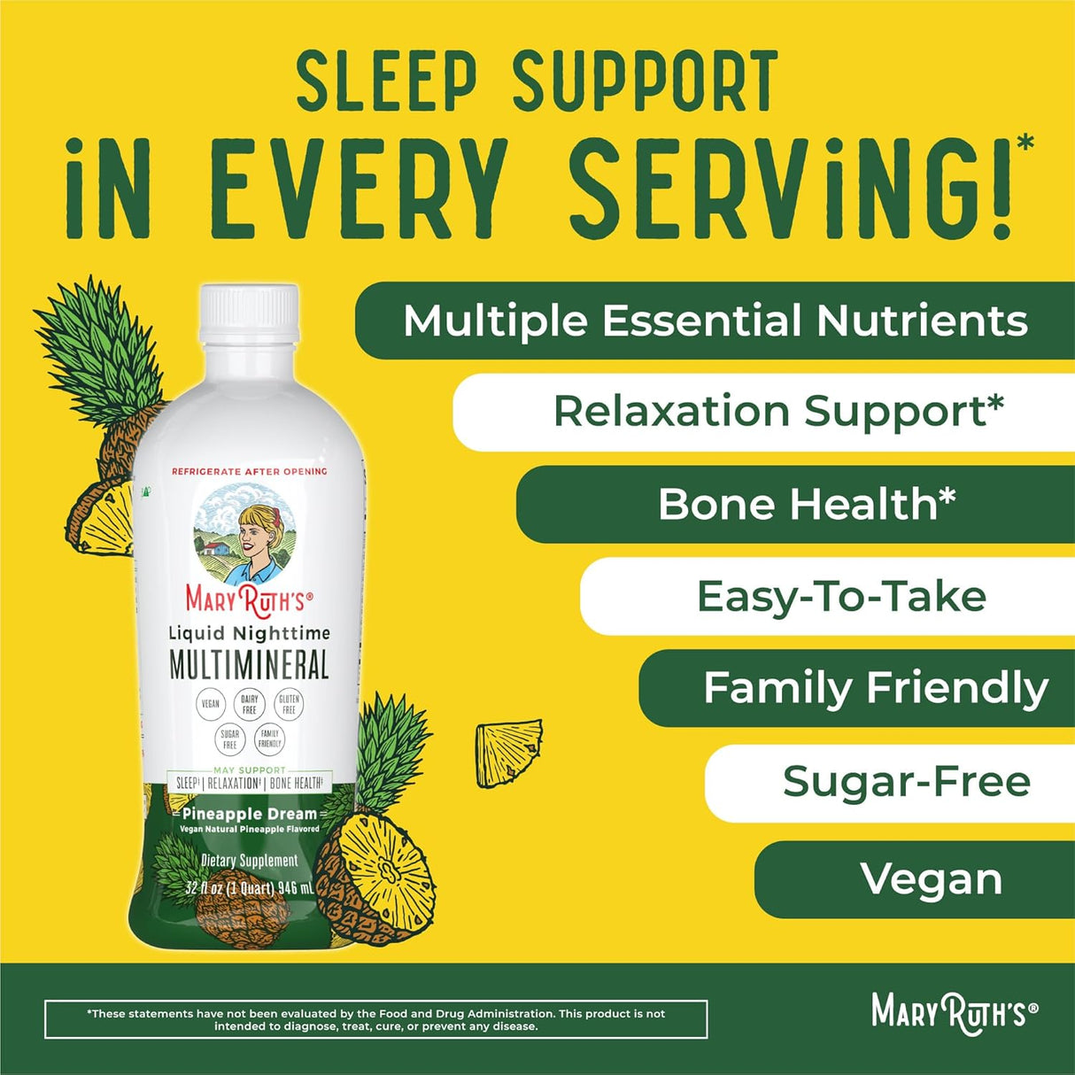 Suplemento Líquido multimineral natural para dormir veganas