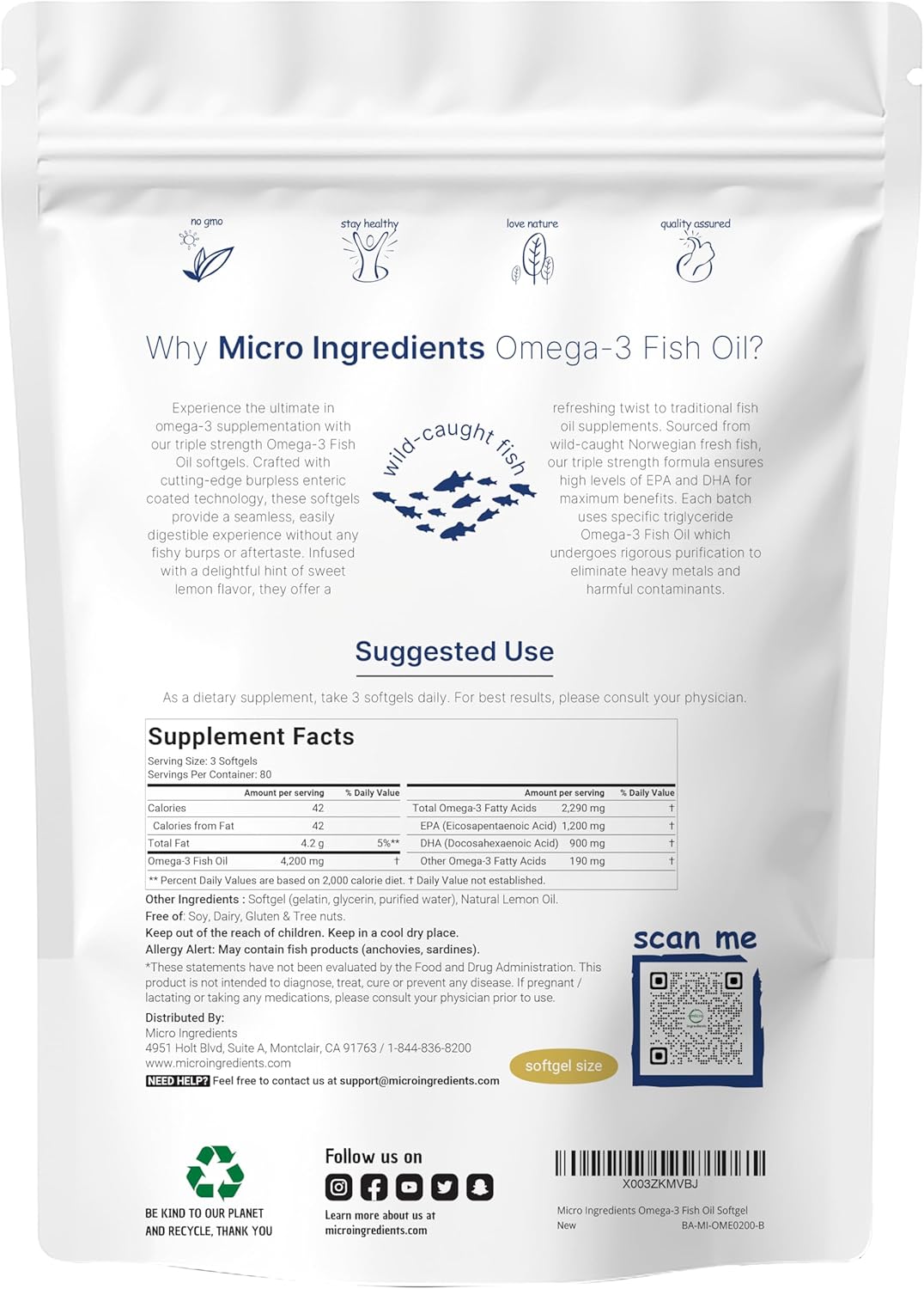 Suplementos de Omega 3, Micro Ingredients, 4200mg, 240 Softgels