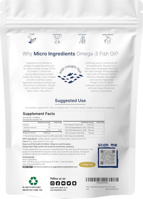 Suplementos de Omega 3, Micro Ingredients, 4200mg, 240 Softgels