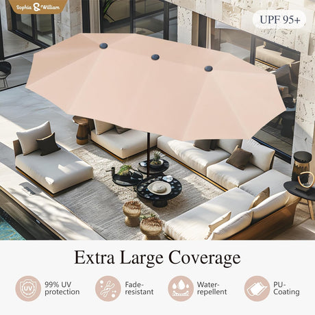 Sombrilla Doble Lado Sophia & William 13ft Protección UV 99%